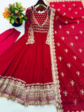 Exclusive Trending Designer Gown with Heavy sequence embroidery work Dupatta