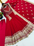 Exclusive Trending Designer Gown with Heavy sequence embroidery work Dupatta