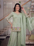 New Designer Party Wear Look Heavy Fendi Crush Material Top Sharara Plazzo and Dupatta
