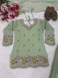 New Designer Party Wear Look Heavy Fendi Crush Material Top Sharara Plazzo and Dupatta