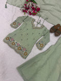 New Designer Party Wear Look Heavy Fendi Crush Material Top Sharara Plazzo and Dupatta