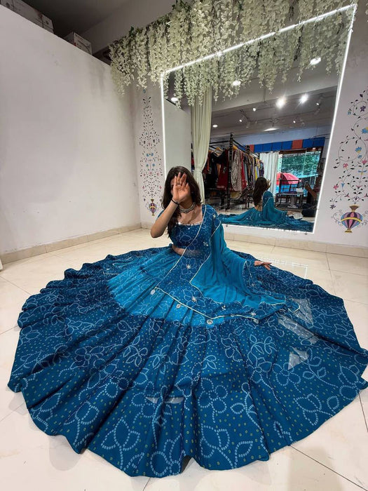 NAVARATRI SEASON EXCLUSIVE FULL STITCHED PRINTED GEORGETTE LEHENGA CHOLI