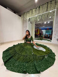 NAVARATRI SEASON EXCLUSIVE FULL STITCHED PRINTED GEORGETTE LEHENGA CHOLI