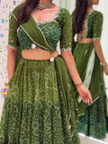 NAVARATRI SEASON EXCLUSIVE FULL STITCHED PRINTED GEORGETTE LEHENGA CHOLI