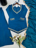 Roman Glass With Real Mirror work Beautiful Salwar Kameez