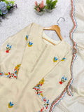 FESTIVAL SEASON WEAR BEAUTIFUL PAKISTANI SUIT TOP WITH EMBROIDERED WORKED PANT & DUPATTA