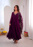 Elegant Embroidered Sequence With Khatli Work with Real Mirror Designer Anarkali Three Piece Set