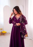 Elegant Embroidered Sequence With Khatli Work with Real Mirror Designer Anarkali Three Piece Set