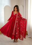 Elegant Embroidered Sequence With Khatli Work with Real Mirror Designer Anarkali Three Piece Set