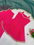 NEW TRENDING FANCY BANDHEJ PRINT AND KEDIYA- PLAZZO WITH PRETTY DUPATTA SET