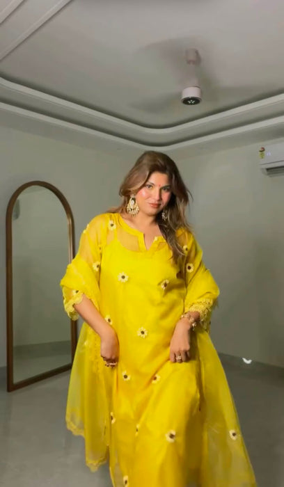 Soft Nylon Organza with Thread work with Fancy Lace Beautiful Salwar Kameez