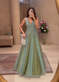 Chinon silk Lehenga with Embroidery butta With Semi beads lace work Lehenga Blouse Set