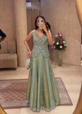 Chinon silk Lehenga with Embroidery butta With Semi beads lace work Lehenga Blouse Set