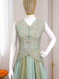 Chinon silk Lehenga with Embroidery butta With Semi beads lace work Lehenga Blouse Set