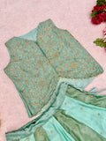 Chinon silk Lehenga with Embroidery butta With Semi beads lace work Lehenga Blouse Set