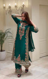 New Designer Party Wear Look Pure Heavy Faux Georgette Top Plazzo & Dupatta Set