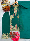 New Designer Party Wear Look Pure Heavy Faux Georgette Top Plazzo & Dupatta Set