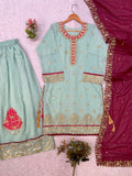 FESTIVAL SEASON WEAR BEAUTIFUL TOP PLAZZO AND DUPATTA WITH SEQUENCE EMBROIDERED WORKED