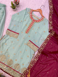 FESTIVAL SEASON WEAR BEAUTIFUL TOP PLAZZO AND DUPATTA WITH SEQUENCE EMBROIDERED WORKED