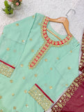 FESTIVAL SEASON WEAR BEAUTIFUL TOP PLAZZO AND DUPATTA WITH SEQUENCE EMBROIDERED WORKED
