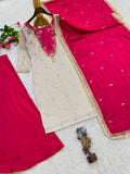 NEW READY TO WEAR WITH EMBROIDERY AND SEQUENCE WORK AND TOP PLAZZO WITH DUPATTA