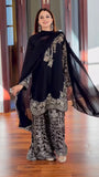 New Faux Georgette With Heavy Embroidery Sequence Work Top-Bottom And Dupatta Set