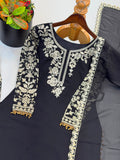 New Faux Georgette With Heavy Embroidery Sequence Work Top-Bottom And Dupatta Set