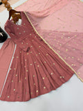 New Designer Faux Georgette With Embroidery Work Gown And Dupatta Set