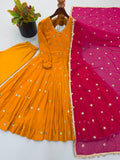 New Designer Faux Georgette With Embroidery Work Gown And Dupatta Set