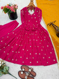 New Designer Faux Georgette With Embroidery Work Gown And Dupatta Set
