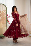 New Designer Faux Georgette With Embroidery Work Gown And Dupatta Set