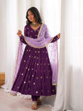 New Designer Faux Georgette With Embroidery Work Gown And Dupatta Set