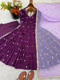New Designer Faux Georgette With Embroidery Work Gown And Dupatta Set