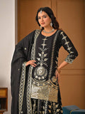 New Designer Party Wear Look Heavy Vichitra Silk Top Sharara Plazzo and Dupatta