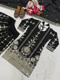 New Designer Party Wear Look Heavy Vichitra Silk Top Sharara Plazzo and Dupatta