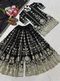 New Designer Party Wear Look Heavy Vichitra Silk Top Sharara Plazzo and Dupatta