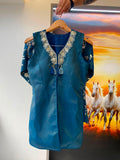 COSS-MOSS WITH SEQUENCE EMBROIDERY WORK DRESS