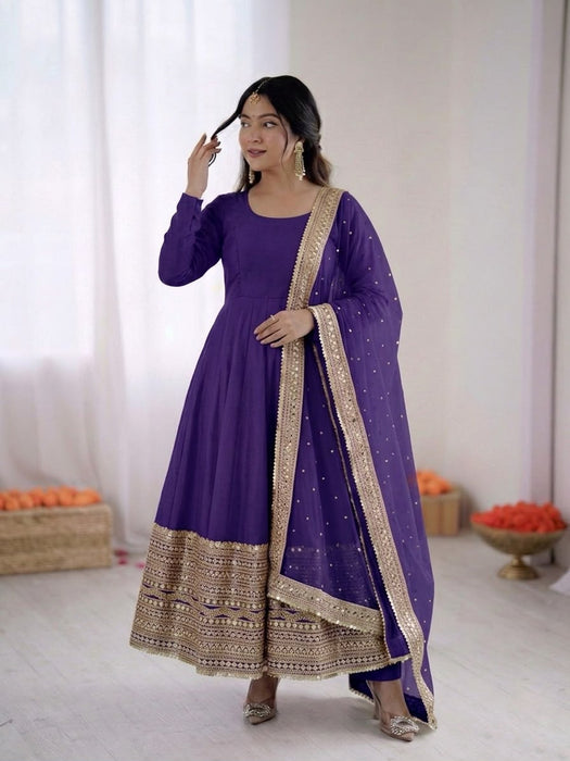 Fully Stitched Roman silk with codding sequence work Salwar Kameez