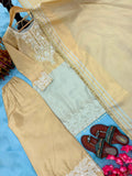 NewDesigner Party Wear Look Pure Dual Ton Banarasi Silk Top Plazzo & Dupatta Set