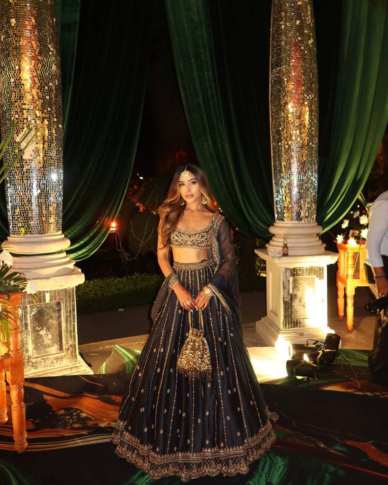 Premium Crape Silk Lehenga Embellished With Beautiful Embroidery Work