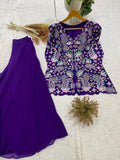 DESIGNER TWO PIECE TOP AND PLAZZO WITH SEQUENCE EMBROIDERY WORK