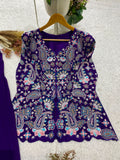 DESIGNER TWO PIECE TOP AND PLAZZO WITH SEQUENCE EMBROIDERY WORK