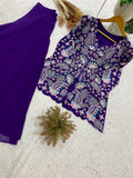 DESIGNER TWO PIECE TOP AND PLAZZO WITH SEQUENCE EMBROIDERY WORK
