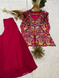 DESIGNER TWO PIECE TOP AND PLAZZO WITH SEQUENCE EMBROIDERY WORK