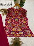 DESIGNER TWO PIECE TOP AND PLAZZO WITH SEQUENCE EMBROIDERY WORK