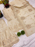 New Designer Pure Chinnon With Heavy Embroidery Coding Dori-Sequence Work Top-Bottom And Dupatta Set
