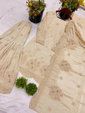 New Designer Pure Chinnon With Heavy Embroidery Coding Dori-Sequence Work Top-Bottom And Dupatta Set
