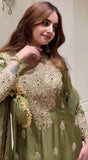 New Designer Roman simmer silk With Embroidery Work Top-Bottom And Dupatta Set