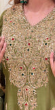 New Designer Roman simmer silk With Embroidery Work Top-Bottom And Dupatta Set