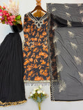 New Designer Faux Georgette With Heavy Embroidery Sequence Work Top-Bottom And Dupatta Set